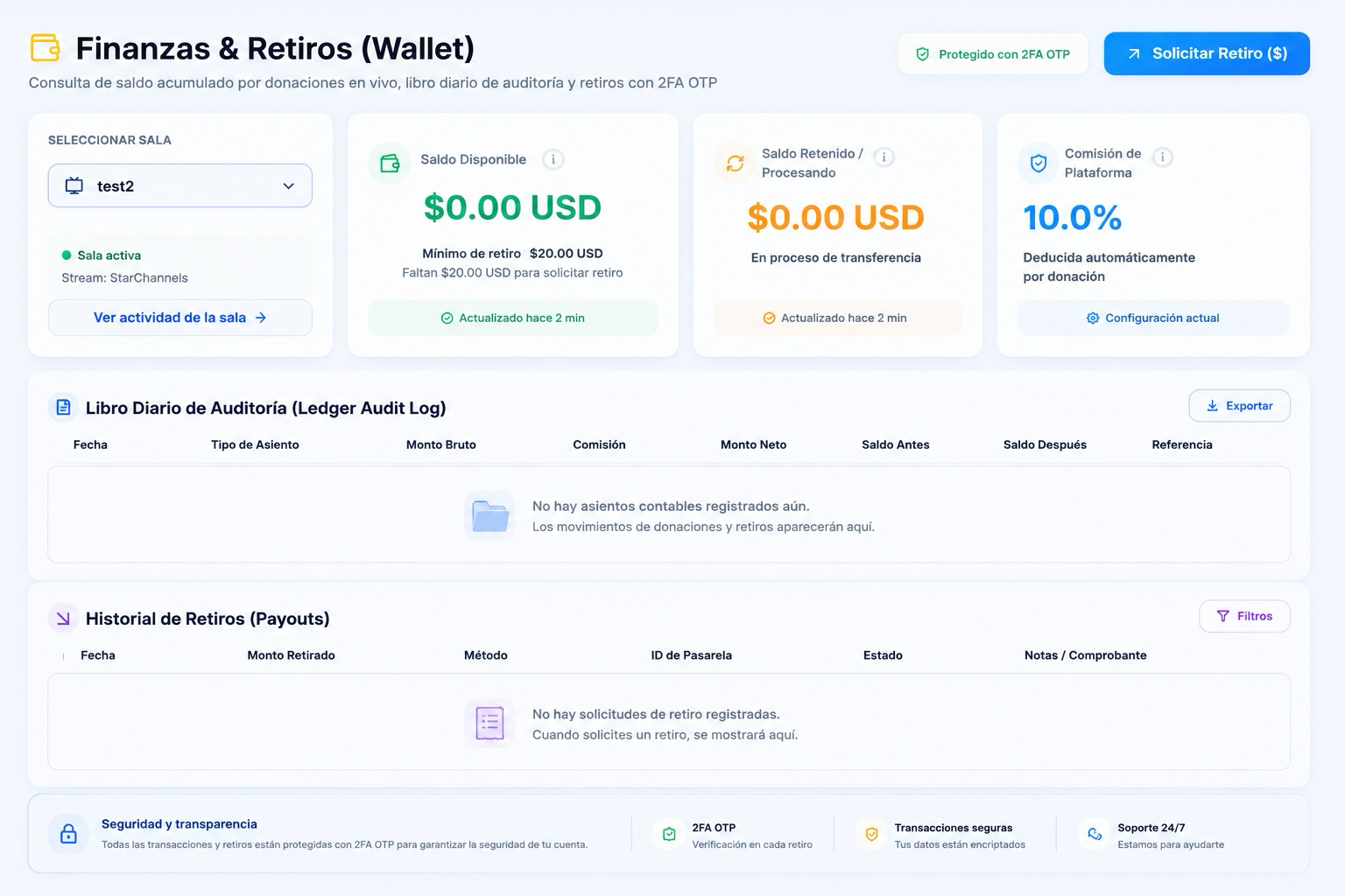 Kronos Finanzas — wallet y retiros