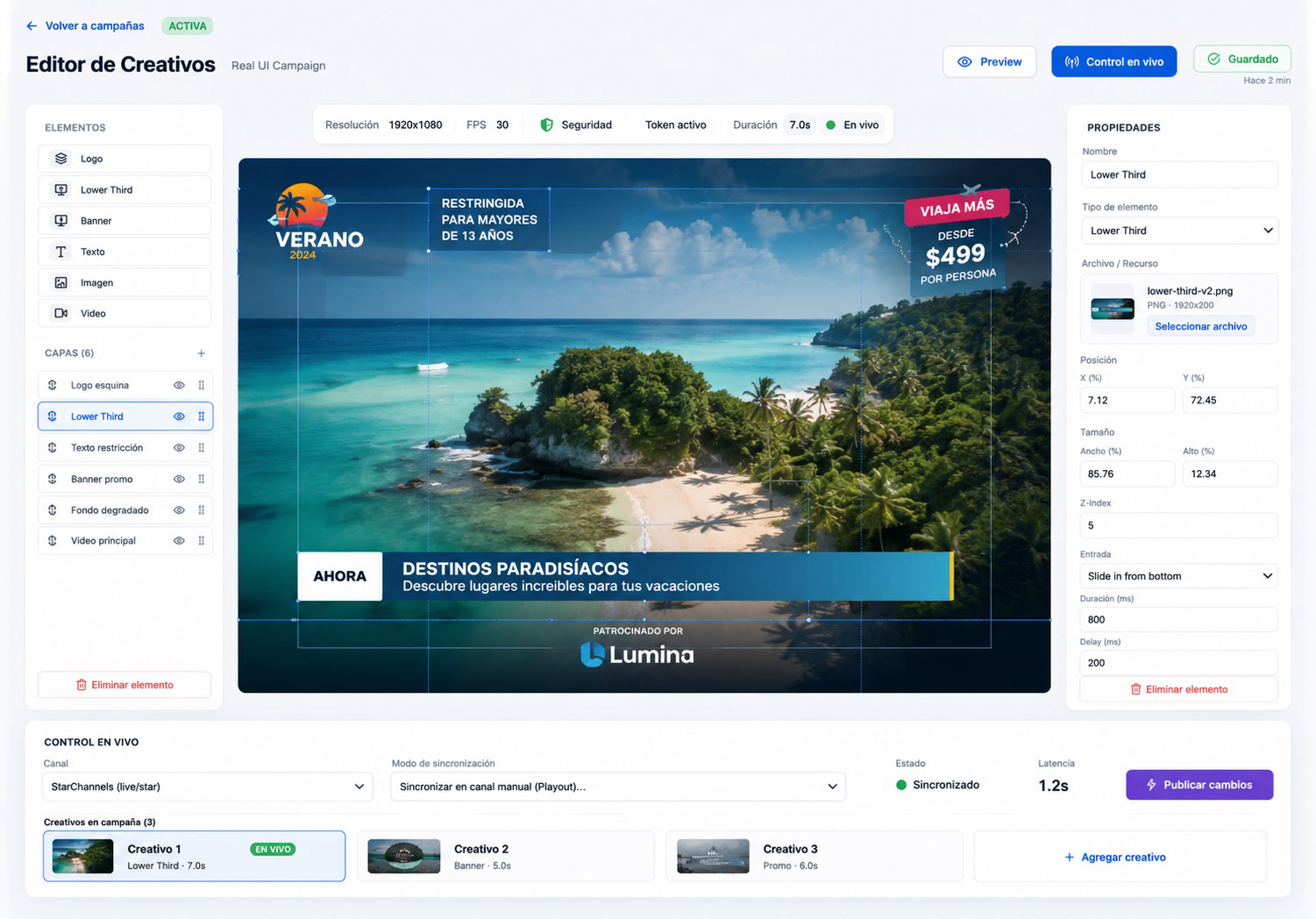 Kronos Publicidad — canvas de creativos en vivo